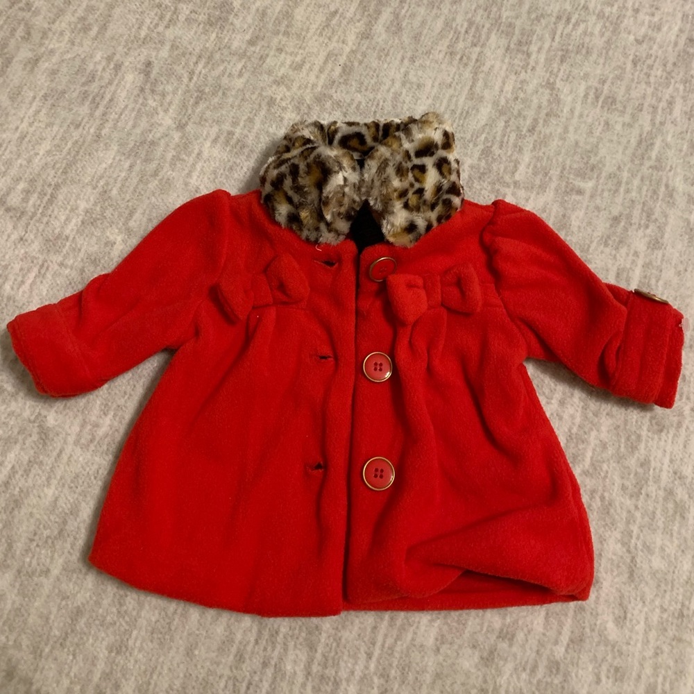 Red Fur Infant Baby Girl Coat 0-3M
